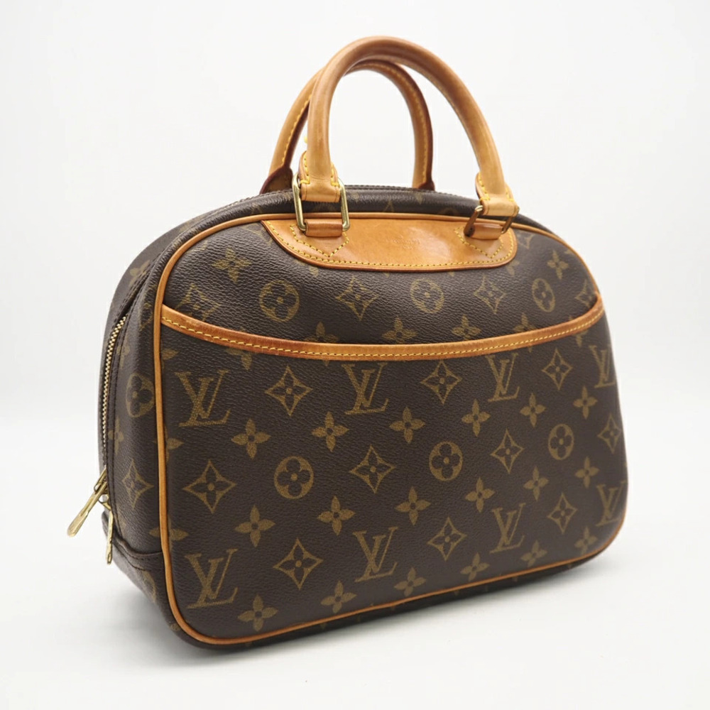 Louis Vuitton Monogram Trouville Handbag Canvas Leather Beige Brown
